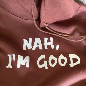 Brown lightweight pullover hoodie size L